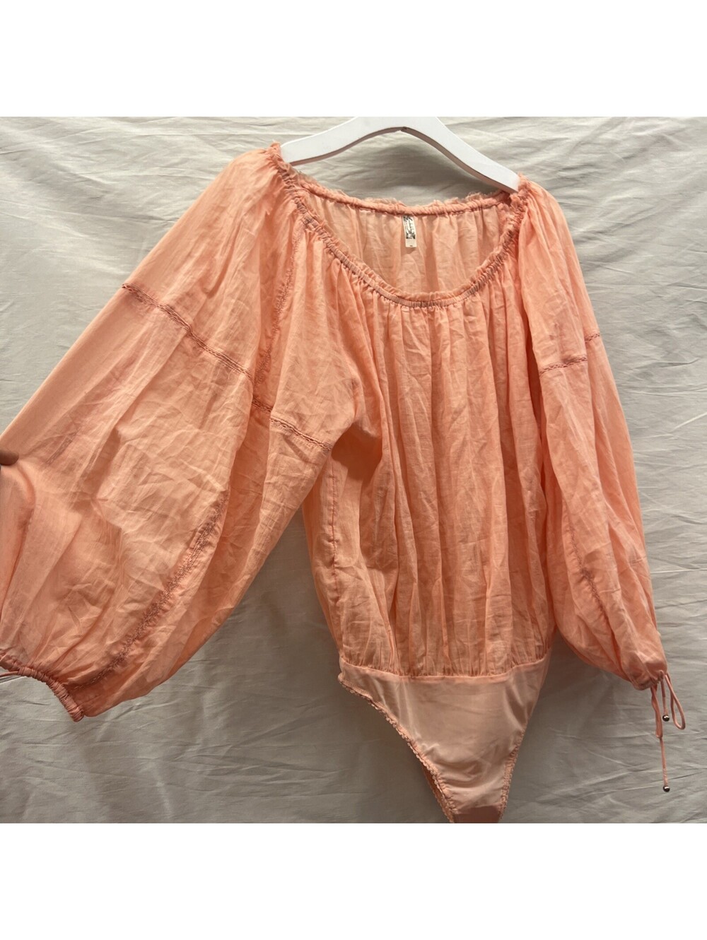 NWOT Intimately Free People Sundown Balloon Sleeve Bodysuit Boho Long Sleeves M
